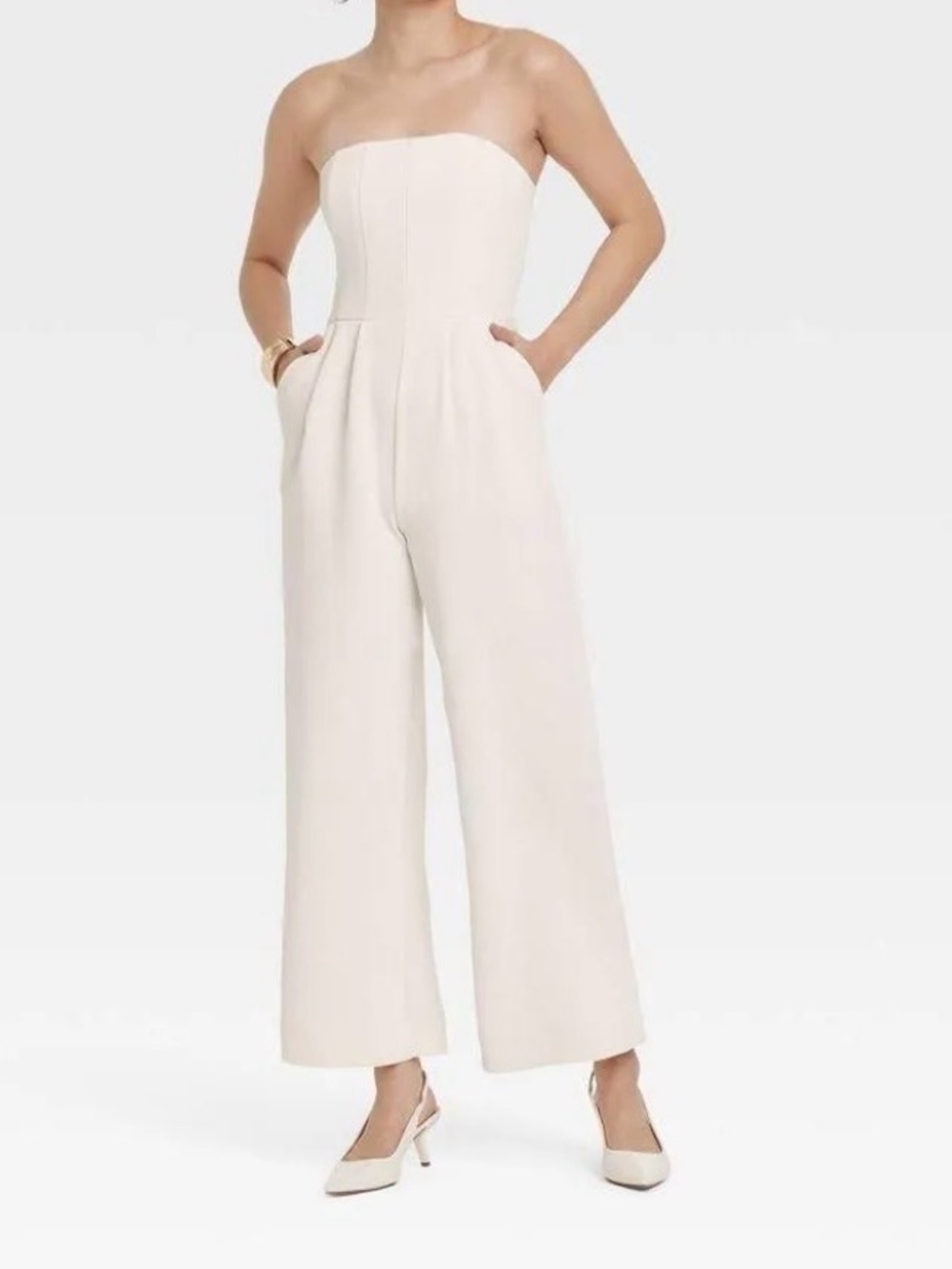 A New Day Women's Jumpsuit Cream Size Small